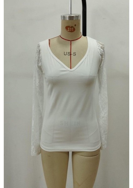 Kalp Yaka Dantelli Dalgıç Bluz - Beyaz fırsatları