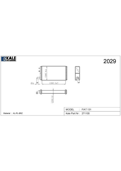 Alüminyum Kalorifer Radyatörü Fıat-Tofaş Dkş 2 Sıra Brazing Sistem