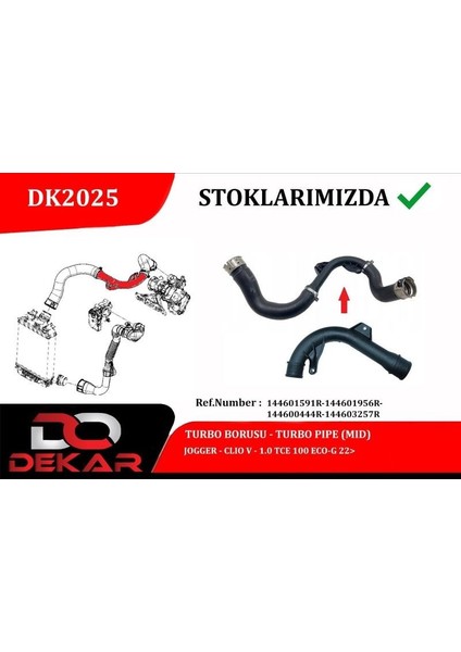Turbo Bağlantı Borusu Renault Clıo V 19> 1.0 Tce H4D