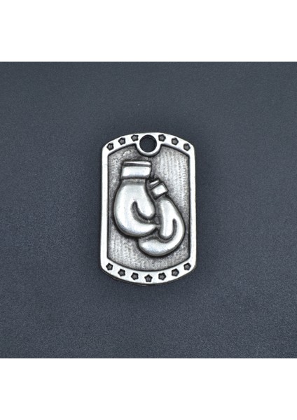 Boks Eldiveni Künye Gümüş Kaplama Kolye Ucu