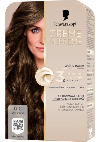 Creme Supreme Yoğun Bakım Saç Boyası Açık Kahve 6-0 182 ml