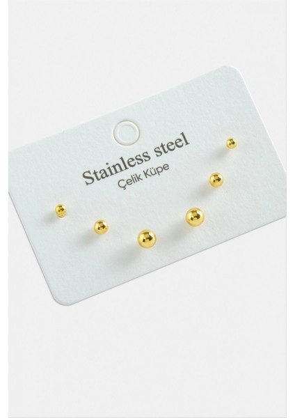 6 Adet Top Çelik Küpe