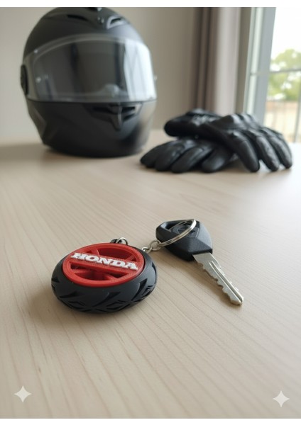 Honda Logolu Özel Tasarım Lastik Detaylı Motosiklet Anahtarlığı fiyatları