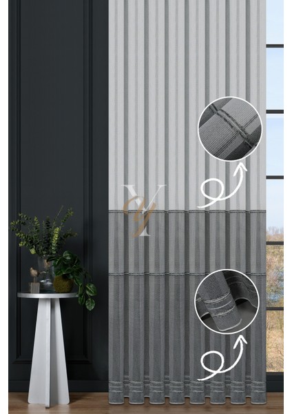 6207 Tül Perde V-Gri