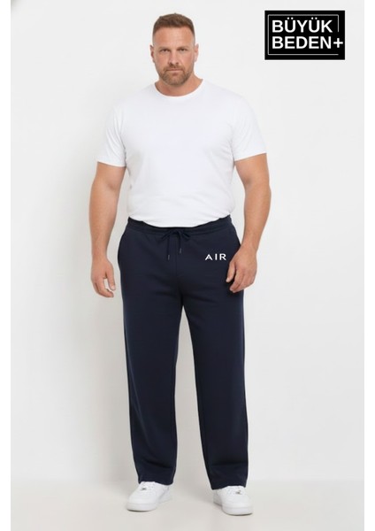Erkek Büyük Beden Rahat Kesim Paça Reçme Ar Baskılı Beli Lastikli Eşofman Altı SPR26EA952-1