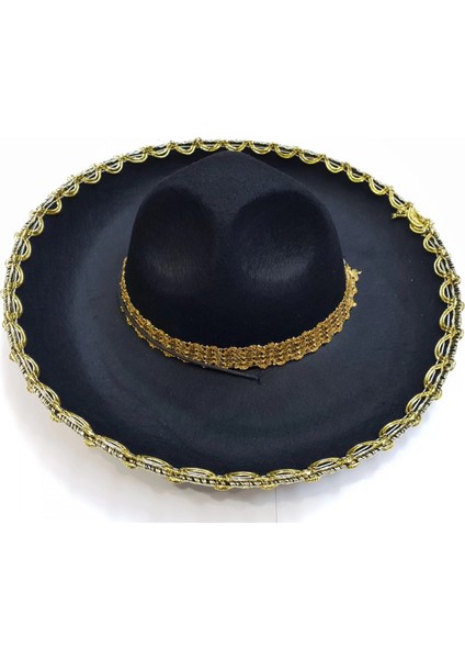 Altın Renk Şeritli Meksika Mariachi Latin Şapkası 55 cm Çocuk fiyatları