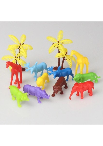 669 Toy Play 12 Parça Renkli Mini Vahşi Hayvanlar Figür Seti 4-6 cm modelleri