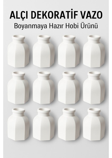 10 Adet Modern Tasarımlı Alçı Dekoratif Vazo – Boyanabilir Hobi Ürünü fiyatları