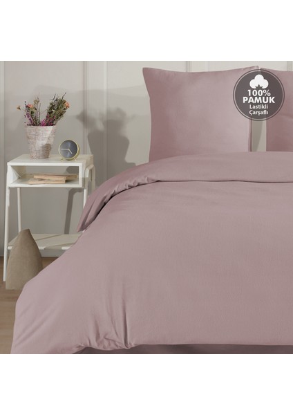 Plain %100 Pamuk Flanel Çift Kişilik Lastikli Çarşaflı Nevresim Takımı fiyatları