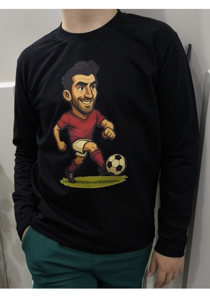 Futbolcu Karikatürü Baskılı Pamuklu Erkek Çocuk Uzun Kollu T-Shirt (Sweatshirt) fiyatları