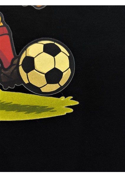 Futbolcu Karikatürü Baskılı Pamuklu Erkek Çocuk Uzun Kollu T-Shirt (Sweatshirt)