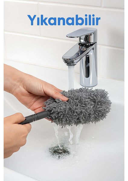 3 Başlıklı Uzun Saplı Mikrofiber Temizlik Seti – Yüksek ve Dar Alanlar Için Ideal indirimleri