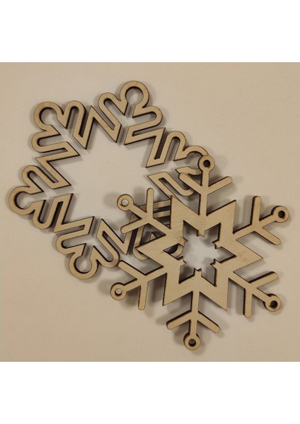 Beyaz Ahşap Yılbaşı Çam Ağacı Süsleri, 6 Parça, 3 Figür, Kar Tanesi Detayları fiyatları