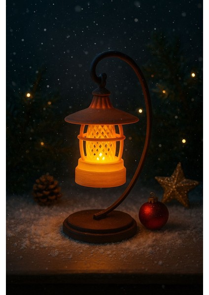 3D Baskı Dekoratif LED Fener Lamba – Gece Lambası – Yılbaşı ve Masa Üstü Dekor fiyatları