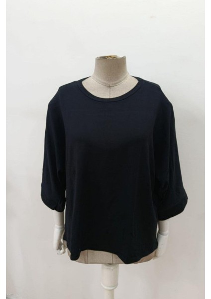 Salaş Kesim Geniş Bisiklet Yaka Viskon Bluz - Siyah fırsatları