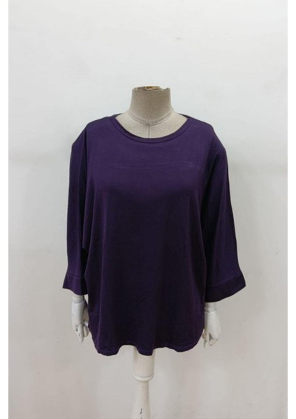 Salaş Kesim Geniş Bisiklet Yaka Viskon Bluz - Mor fırsatları