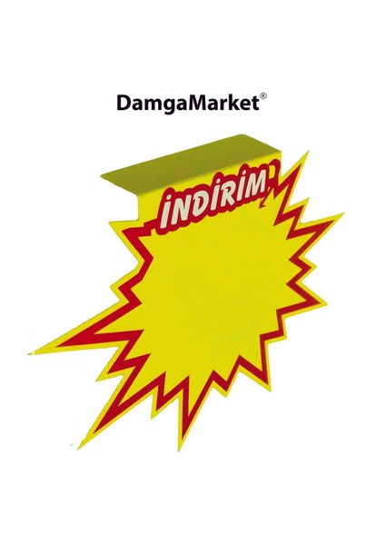 Market Raf Önü Indirim Yazılı Yıldız Karton Etiketi 13,5 cm x 20 cm (50'li Paket) fırsatları