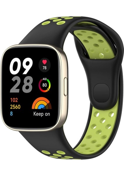 Xiaomi Redmi Watch 3 Spor Delikli Kordon - Siyah-Yeşil
