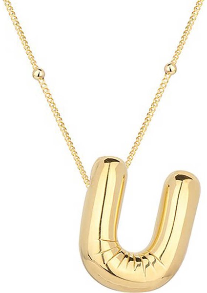 925 Ayar Gümüş Balon U Harfi Kadın Kolye T7868 (972972)