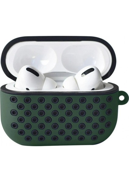 Airpods Pro 2 (2.nesil) Spor Delikli Kılıf - Haki Yeşil-Siyah