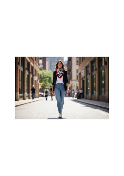 Leopar Desenli Kırmızı Renkli Fular modelleri