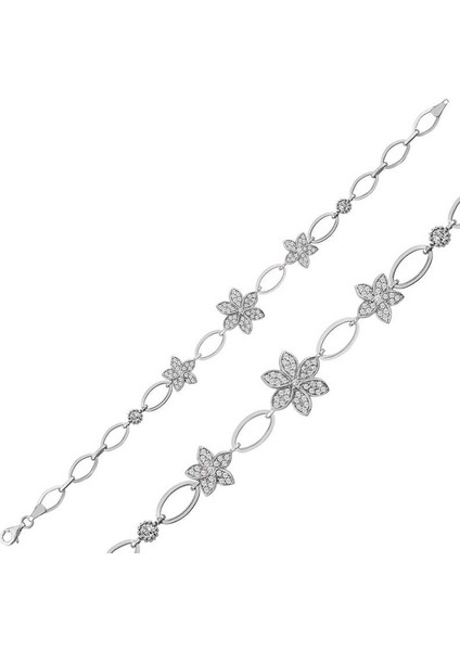 925 Ayar Gümüş Çiçekli Bileklik BR0460596 (972972)