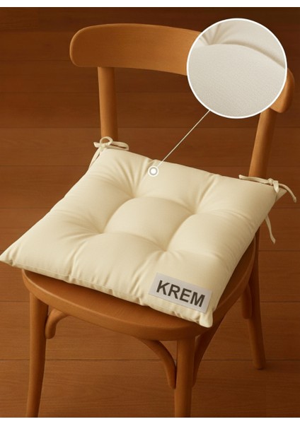 40X40 cm Bağcıklı Sandalye Minderi - Dekoratif Yumuşak Mutfak, Bahçe ve Balkon Minderi