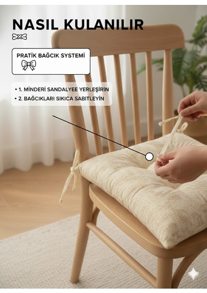 40X40 cm Bağcıklı Sandalye Minderi - Dekoratif Yumuşak Mutfak, Bahçe ve Balkon Minderi fiyatları