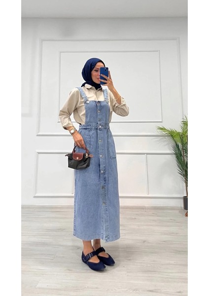 Etekli Salopet Enzim Süper Taş Yıkama Buz Mavi D 2521 modelleri