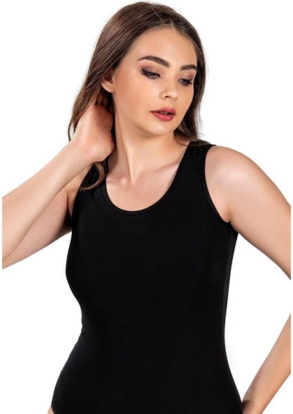 Kadın Tekli Siyah Geniş Askılı Likralı Atlet