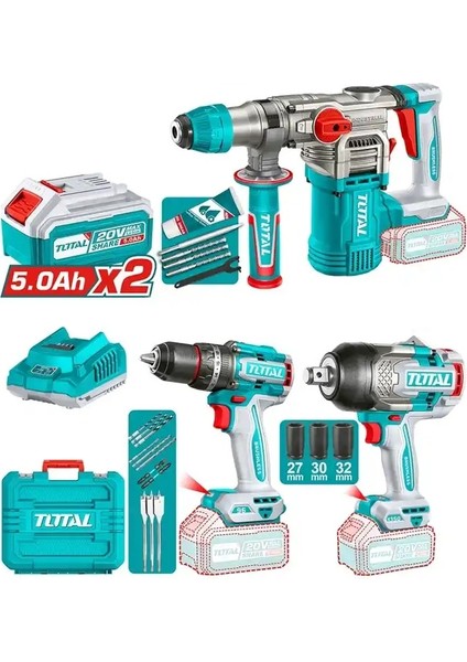 Akülü Kırıcı Delici+Darbeli Matkap+Somun Sökme Seti TOSLI250281E