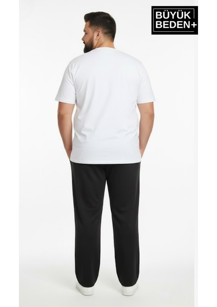 Erkek Büyük Beden New York Baskılı Rahat Kesim Lastikli Bel Paça Reçme Eşofman Altı SPR26EA952-5 modelleri