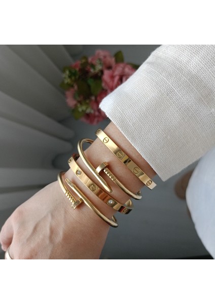 Zirkon Taşlı Desenli Çelik Kelepçe indirimleri