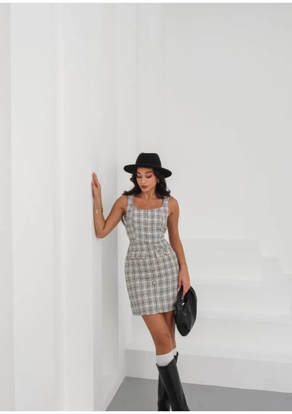 Askılı Ch Kumaş Düğmeli Elbise Gribeyaz H265007 indirimleri