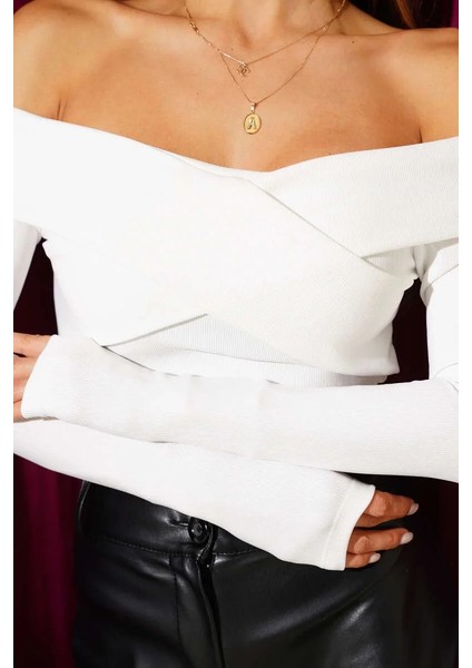 Madonna Çapraz Yaka Bluz Beyaz T4331 fiyatları