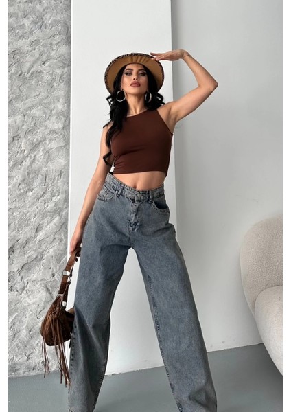 Baggy Kar Yıkama Eskitme Kahve Jeans Pantolon D2007 modelleri