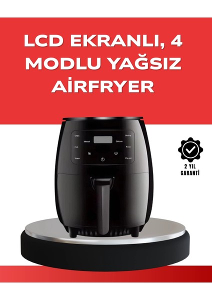 Büyük Boy 6 Litre Airfryer 2400W Sesli Uyarı LCD Ekran