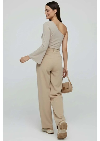 Tek Omuzlu Basic Bluz Vizon T4275 fiyatları