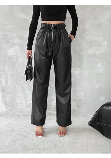 Kendinden Ince Kemerli Deri Pantolon Siyah T1178 modelleri