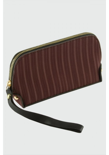 Ieg Çizgili Bordo Dikdörtgen Deri Cüzdan