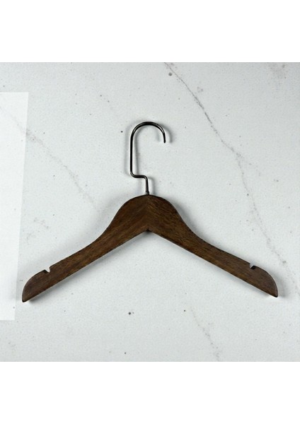 Ahşap Ceviz Renk Çocuk Elbise Gömlek Askısı Bebek Askısı Kıyafet ve Elbise Askısı 10 Adet 1.kalite