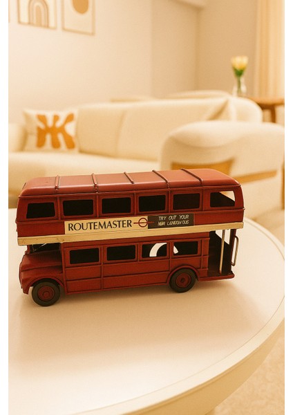 Dekoratif Metal Araba Londra Şehir Otobüsü