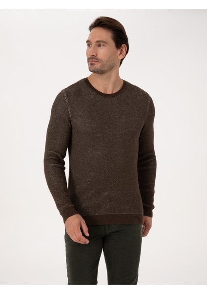 Erkek Kahverengi Slim Fit Kazak 50318983-VR029