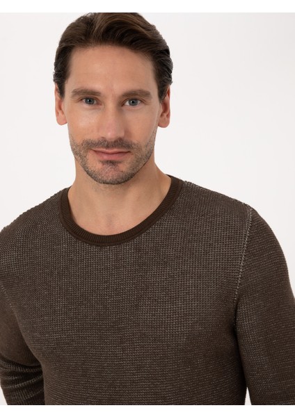 Erkek Kahverengi Slim Fit Kazak 50318983-VR029 fiyatları