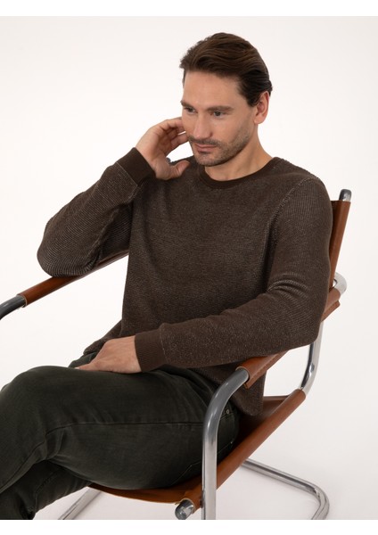 Erkek Kahverengi Slim Fit Kazak 50318983-VR029 modelleri