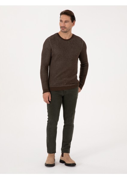 Erkek Kahverengi Slim Fit Kazak 50318983-VR029 fırsatları