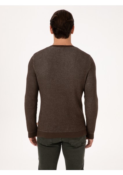 Erkek Kahverengi Slim Fit Kazak 50318983-VR029 indirimleri