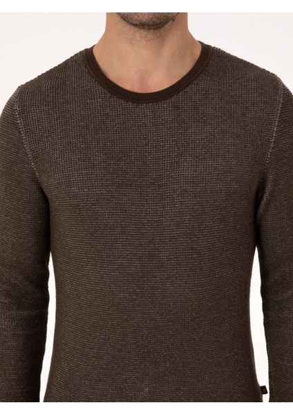 Erkek Kahverengi Slim Fit Kazak 50318983-VR029