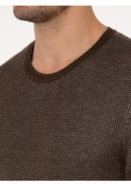 Erkek Kahverengi Slim Fit Kazak 50318983-VR029