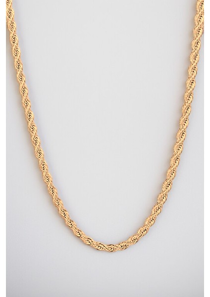 Gümüş Kaplama 316 L Paslanmaz Singapur Örme Halat Zincir Kolye 3 Mm. Gold